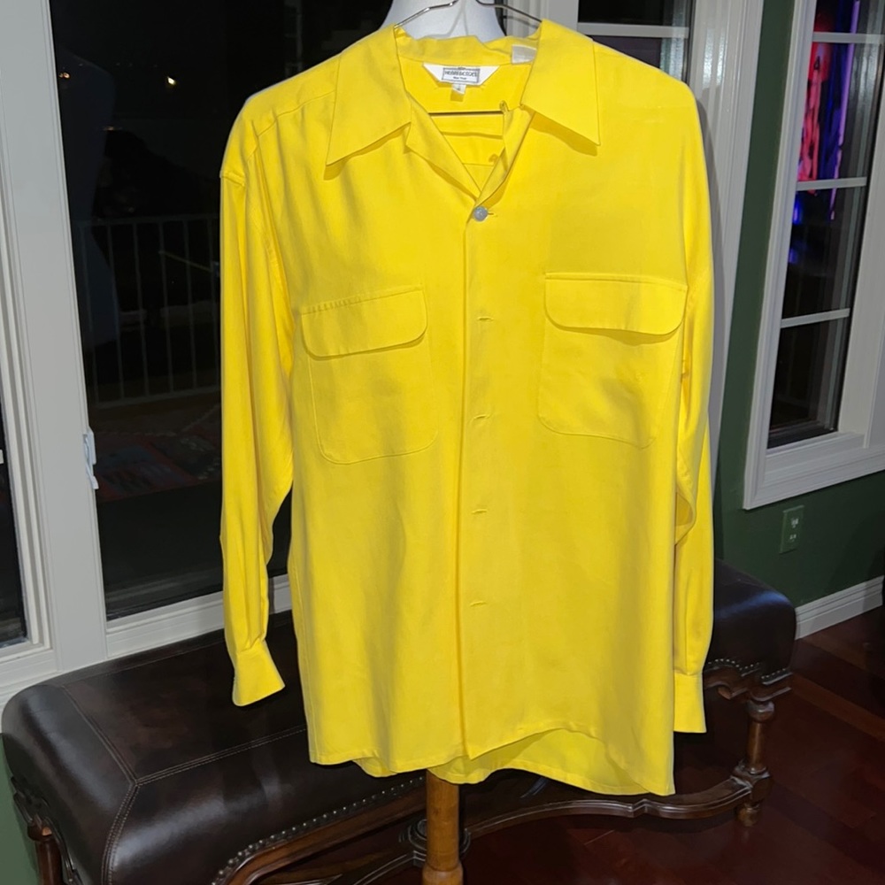 Henri Bendel 100% Silk Button Front Shirt  Long Sleeve Flap Pockets